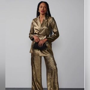 Blazer Top New York & Company Metallic Gold Blazer